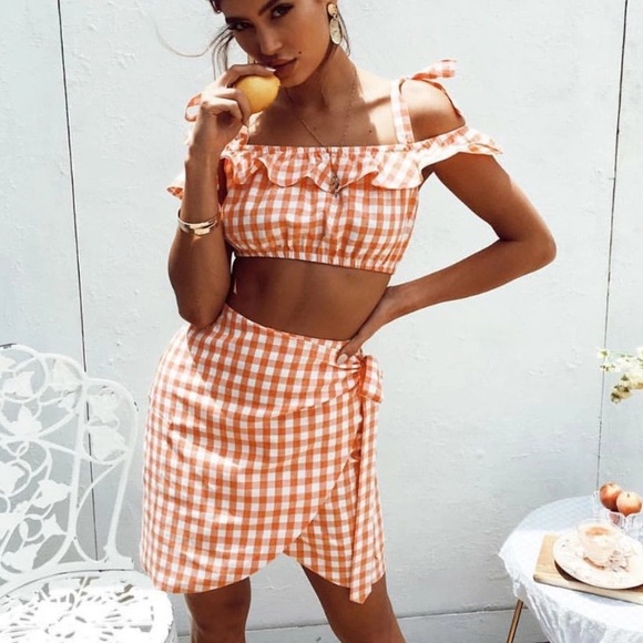 Dresses & Skirts - NEW Orange and White Gingam Two Piece